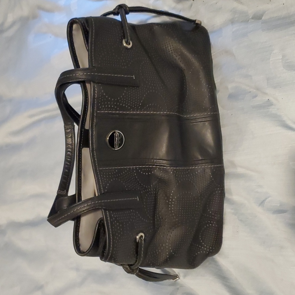 Coach punched leather detail shoulder bag